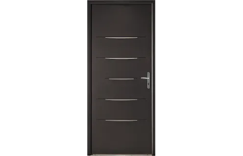 Porte d'entrée alu pleine avec 5 inserts décoratifs