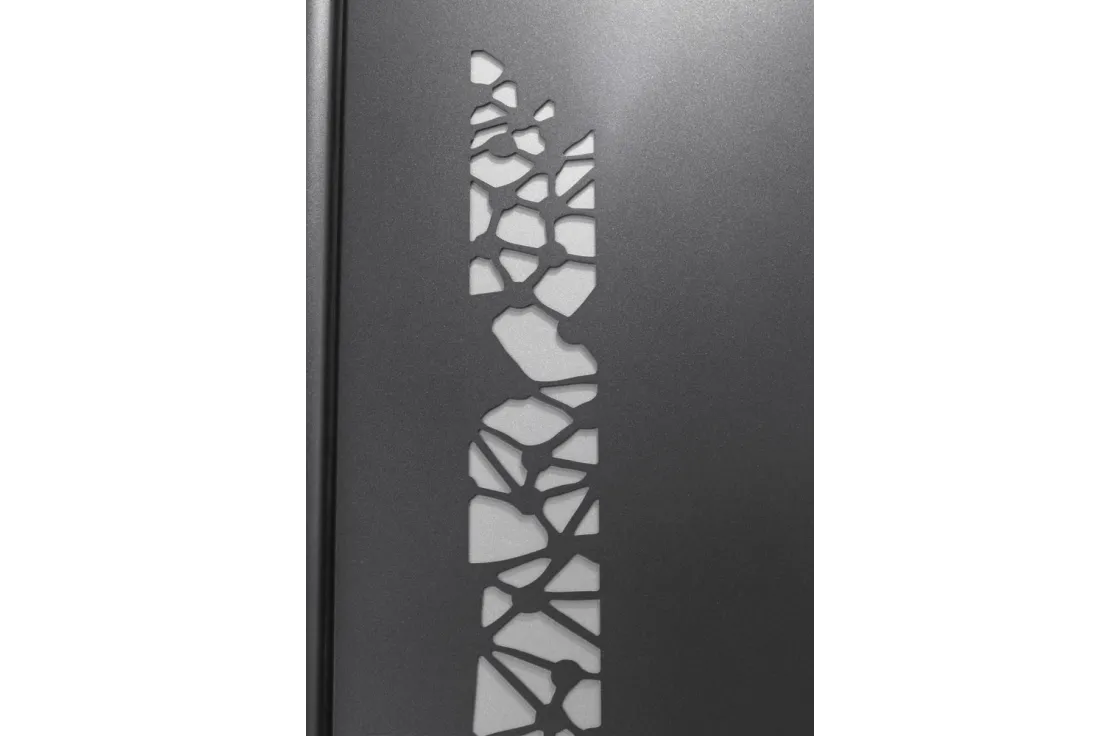 Porte d'entrée aluminium pleine avec motifs déco