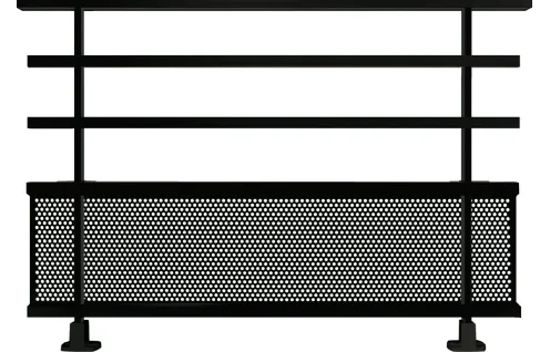 Garde-corps alu avec barreaux et tôle perforée