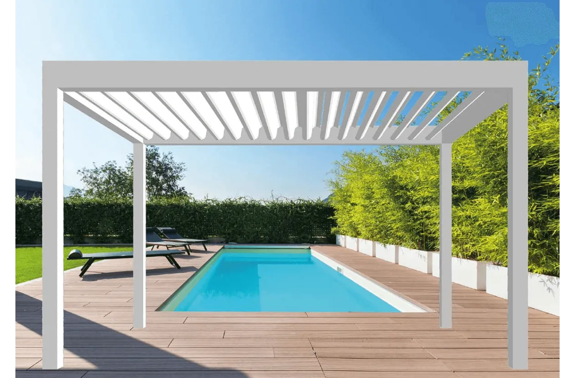 Pergola bioclimatique à lames ondulées