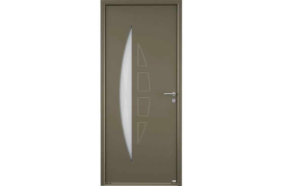 porte moderne grand vitrage demi-lune