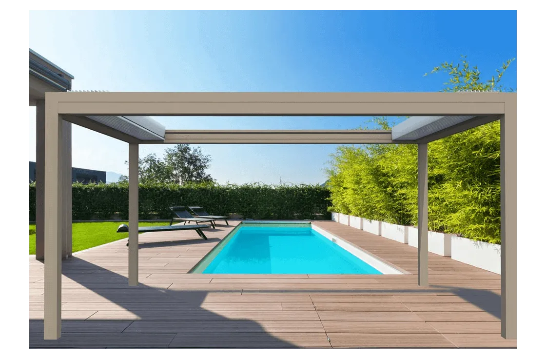 Pergola bioclimatique à lames rétractables