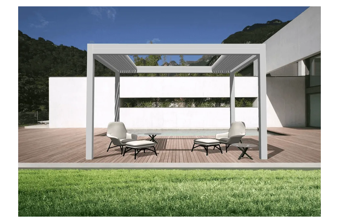 Pergola bioclimatique à lames rétractables