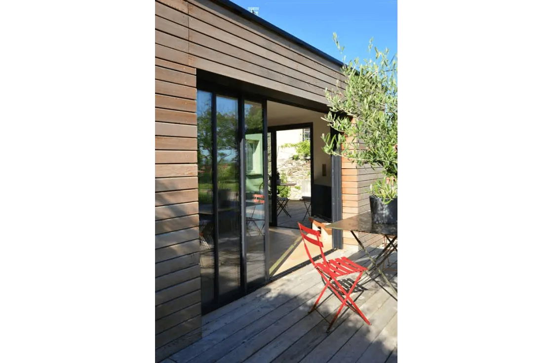 Baie vitrée aluminium gris anthracite