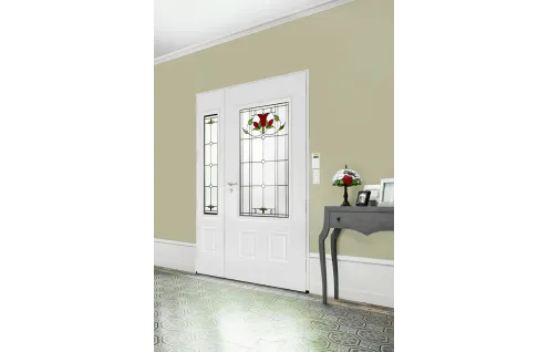 Porte d'entrée alu classique vitrage motif floral