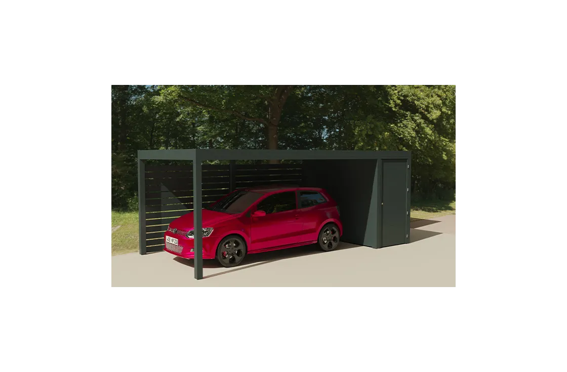 Carport aluminium avec local technique de rangement