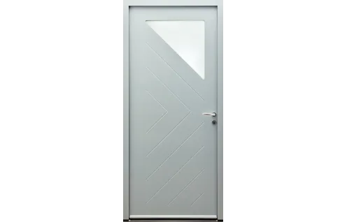 Porte d'entrée acier avec petit vitrage triangle