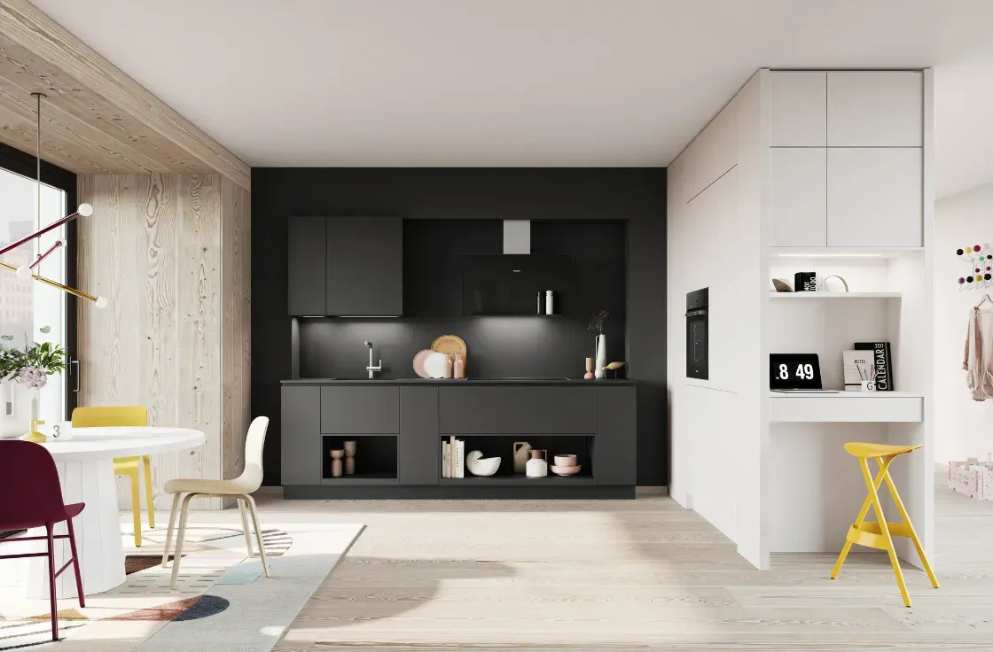 cuisine équipée satin graphite façades