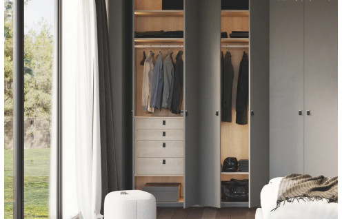 Dressing armoire bois clair et gris mat